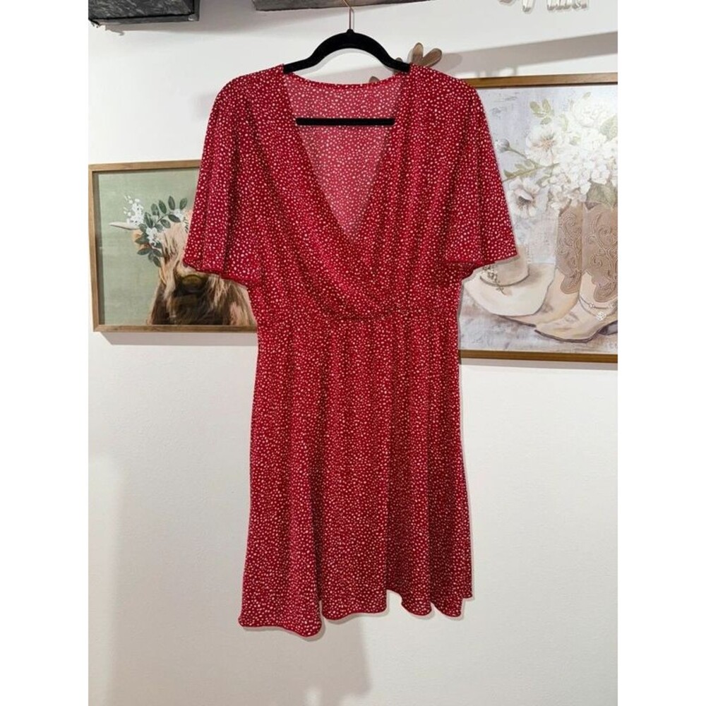 Short red polka dot dress, size XL